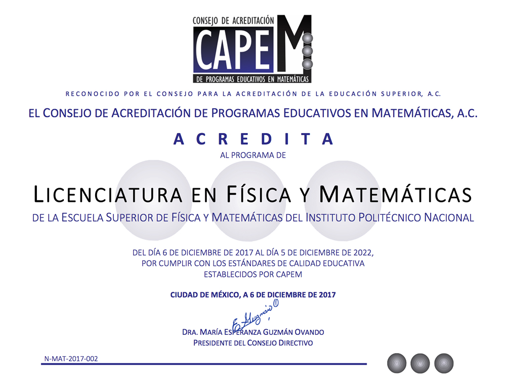 Licenciatura en Fisica y Matemáticas